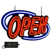 KFFKFF Sign Open Style 31.5x15.7 Inch Neon Open Sign 30W Led Open Sign Vertical Sign Open Style with 24" Hanging Chain and Power Adapter Bright Commercial Outdoor Light (31.5"X15.7"X1.2")