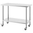 thumbnail image 1 of KFFKFF Silver Commercial Kitchen Workstation, 24 x 48 x 38 Inch, Stainless Steel, Equipped with 4 Casters, 3 Height Adjustments, Robust Construction for Food Preparation in Professional Restaurants, 1 of 8