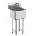 thumbnail image 1 of KFFKFF Single Basin Utility Sink in Stainless Steel, Freestanding with Faucet & Legs, Dimensions 18"x41", Ideal for Garage, Eatery, Kitchen, Laundry Room, Certified by, 1 of 8