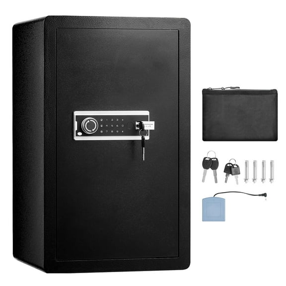 KFFKFF Single Door 4.0 cu.ft Security Safe, Key & Code Entry, Includes Fire-Resistant Pouch, Key Organizer, Illumination, Dual Shelves, and a Secure Compartment for Cash, Papers, Precious Items