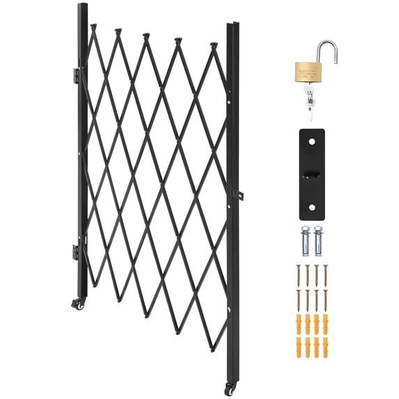KFFKFF Single Folding Security Gate, Lockable Scissor Gate with Swivel ...