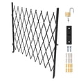 thumbnail image 1 of KFFKFF Single Folding Security Gate, Lockable Scissor Gate with Swivel Casters, Steel Retractable Gate for Entryways, Garages, Warehouses, and Pools, 86.61 x 86.81 in (W x H), 1 of 9