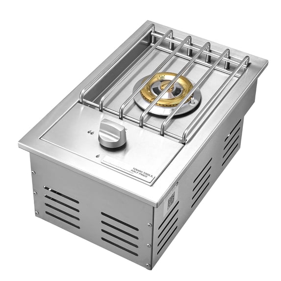KFFKFF Single Side Burner Propane Built-in Side Burner , 15000BTU Nature Gas Burners Stainless Steel For BBQ Outdoor