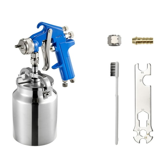 KFFKFF Siphon Feed Spray Gun with High Atomization, 1000cc Air Paint Sprayer Featuring 1.8 mm Nozzle, Adjustable Flow and Air Settings for Automotive, Furniture, Wall, and Home Painting Applications