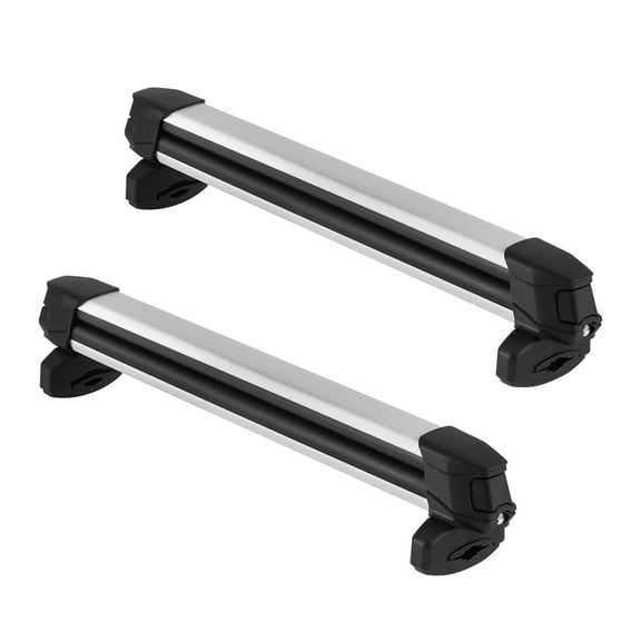 KFFKFF Ski & Snowboard Roof Rack, Holds 6 Skis or 4 Snowboards, 2 Aluminum Car Roof Holders with Lock and Rubber Padding, Compatible with Most Crossbars, Suitable for Fishing Rods