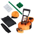 thumbnail image 1 of KFFKFF Slackline Bundle, 60 ft Length for Outdoor Fun, Simple Assembly Line for Both Kids and Adults, Includes Tree Guards, Arm Training Gear, Portable Bag, and Guide, 1 of 9