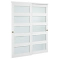 thumbnail image 1 of KFFKFF Sliding Closet Door, 60" (Double 31") x 80", Frosted Glass Bypass Doors with Hardware Kit & Floor Guide, Durable Wood and MDF Panels with Water-Resistant PVC Finish for Bedrooms and Closets, 1 of 9