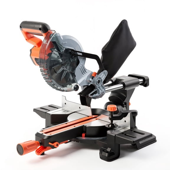 KFFKFF Sliding Compound Miter Saw, 7-1/4 inch Blade, Cordless 18.5V Design, Features LED Alignment, Adjustable Angles, Includes Battery and Charger, Ideal for Cutting Wood, Metal, and Laminates