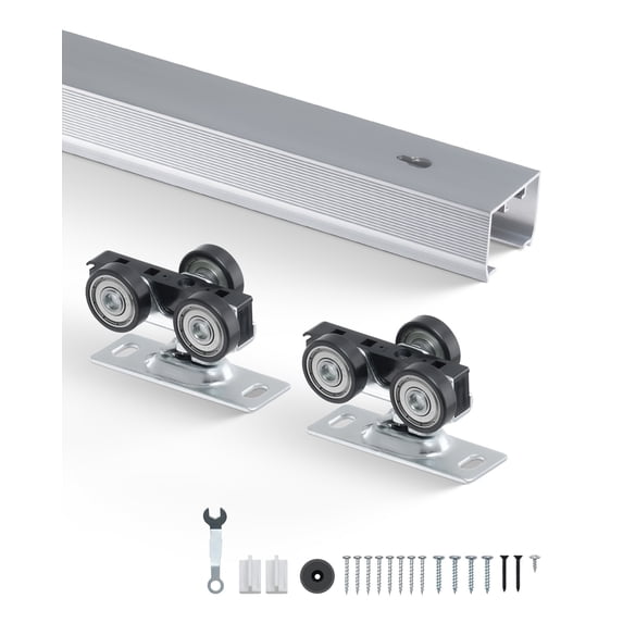 KFFKFF Sliding Pocket Door Hardware Track Kit, 4.73 ft Durable Pocket Door System, Commercial-Grade Track Set for 24"-30" Wide Single Doors, Smooth Operation and Simple Installation