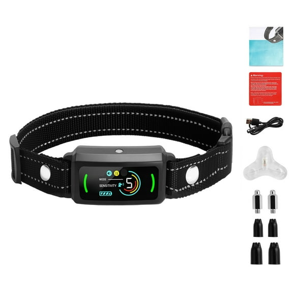 KFFKFF Smart Dog Bark Collar, Rechargeable Anti-Bark Device for Dogs of Various Sizes, IP67 Waterproof Design with Adjustable Sensitivity and Beep Vibration Modes (Black)