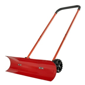 KFFKFF Snow Pusher Shovel with Wheels, 37.8 in Snowplow Shovel Featuring Adjustable Angled Blade & Handle, Sturdy Plastic Winter Tool, Convenient Snow Removal Solution for Driveways