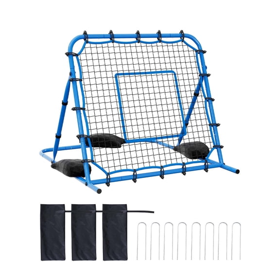 KFFKFF Soccer Rebounder Net, Adjustable Angle Goal Rebounder for Passing and Control Practice, Durable Iron Frame with PE Net, Easy-to-Assemble Training Equipment for Teens and Adults, 3.7 x 3.7 ft