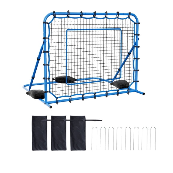 KFFKFF Soccer Rebounder Net, Adjustable Angle Training Aid for Ball Control and Passing, Durable Iron Frame with PE Net, Easy-to-Assemble Practice Equipment for Teens and Adults, 5 x 4 ft
