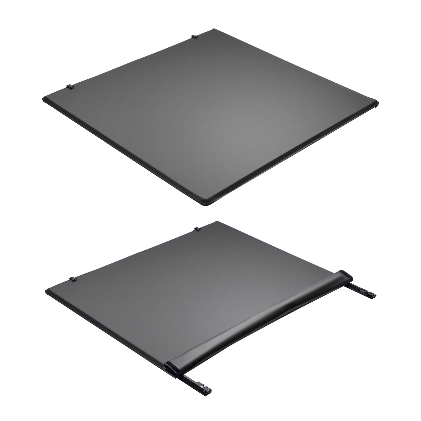 KFFKFF Soft Roll-Up Truck Bed Tonneau Cover, Compatible with 2024-2025 Toyota Tacoma (Excl. Trail Edition) with Deck Rail System, Fits 5 ft (60 in) Bed, PVC Cover with Three Aluminum Alloy Supports