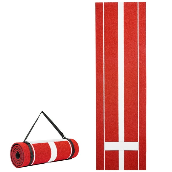 KFFKFF Softball Pitching Mat, 10x3 ft Baseball Pitching Rubber Mound, Durable Turf with Non-Slip Foam Backing, Portable Training Tool for Fastpitch Practice, Suitable for Indoor and Outdoor Use, Red