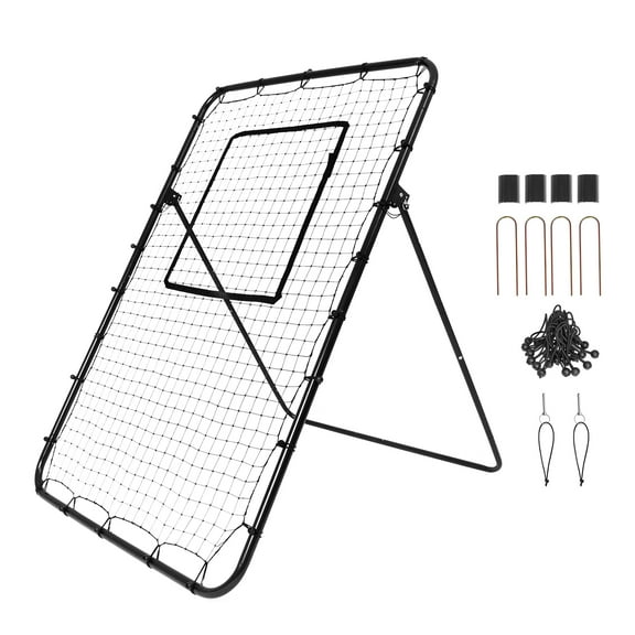 KFFKFF Softball and Baseball Rebound Net, 4x6 Ft, Ideal for Training Pitching and Fielding, Includes Pitching Target, Adjustable to 4 Positions