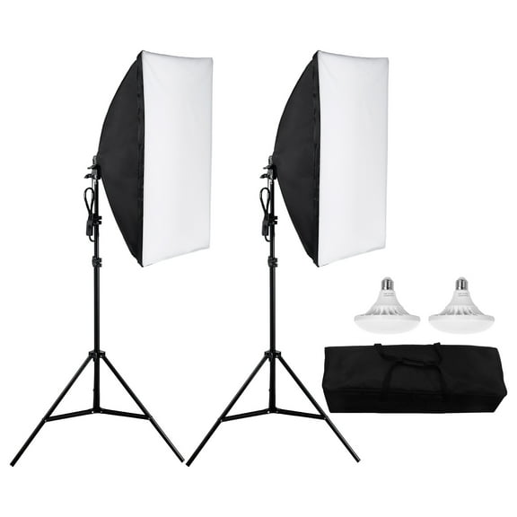 KFFKFF Softbox Lighting Kit, 20" x 28", Professional Softbox with 30W 5500K LED Bulbs, Natural Daylight Effect, Adjustable Tripod Stand, Studio Lights for Photography, Video Recording