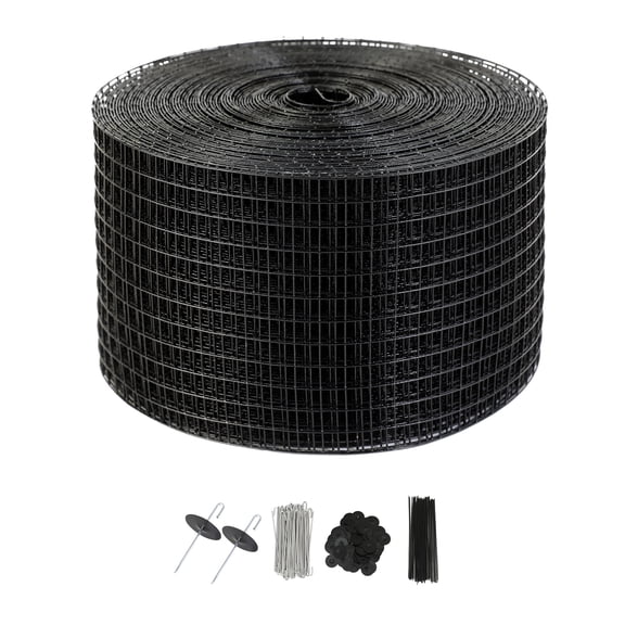 KFFKFF Solar Panel Bird Protection, 8 inches x 100ft, Complete with 70 Aluminum Alloy Attachments, Rust-Resistant PVC Coated Guard, 1/2 inch Wire Mesh Roll