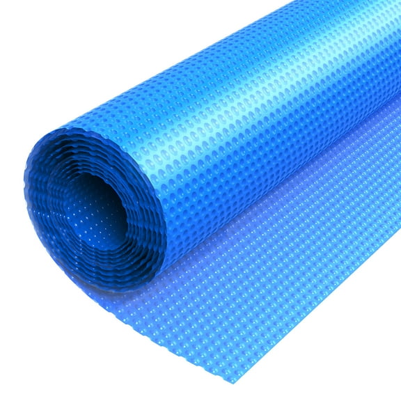 KFFKFF Solar Pool Cover, 36 x 18 ft Rectangular Bubble Blanket, 8 Mil PE Material for Heat Absorption and Retention, Day and Night Temperature Control, Blue
