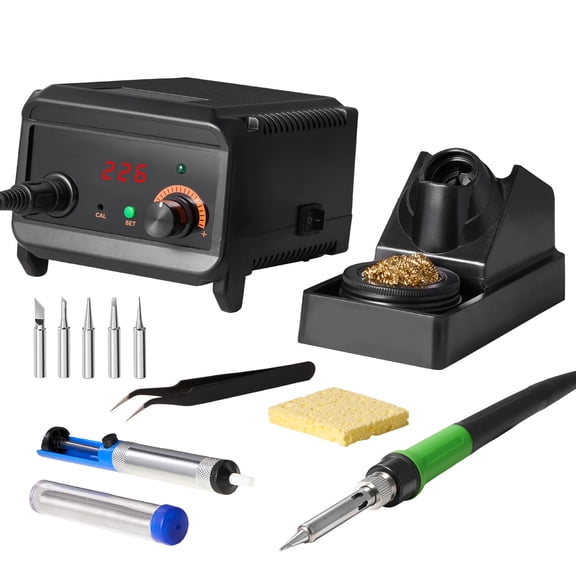 KFFKFF Soldering Iron Kit, 75W Digital Readout Soldering Station, Temperature Adjustable from 122°F- 932°F with Integrated Transformer, Automatic Standby & Sleep Function, Includes 5 Soldering Tips