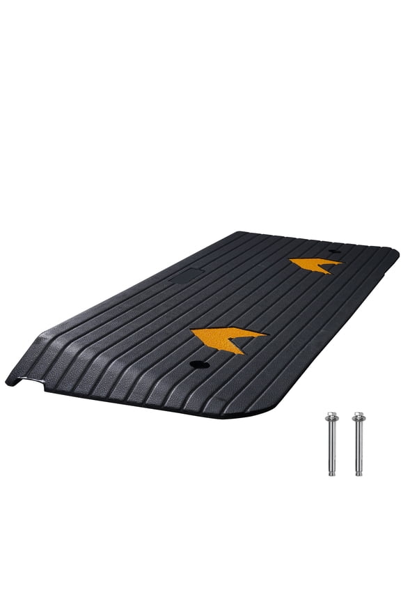 Solid Rubber Ramp, 2" Height Increase Ramp for Doorway, Eco-Friendly Rubber Power Ramp with 33069 lbs Weight Limit, Anti-Slip Surface, Ideal for Wheelchair and Scooter