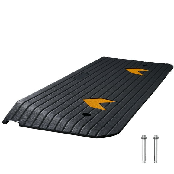 KFFKFF Solid Rubber Ramp, 2" Height Increase Ramp for Doorway, Eco-Friendly Rubber Power Ramp with 33069 lbs Weight Limit, Anti-Slip Surface, Ideal for Wheelchair and Scooter
