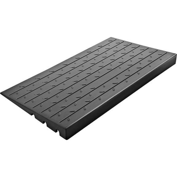 KFFKFF Solid Rubber Ramp, 4" Height for Doorways, Includes 3-Channel Cord Protection, Durable Angled Access Ramp Supports Up to 2200 Lbs for Wheelchairs and Scooters