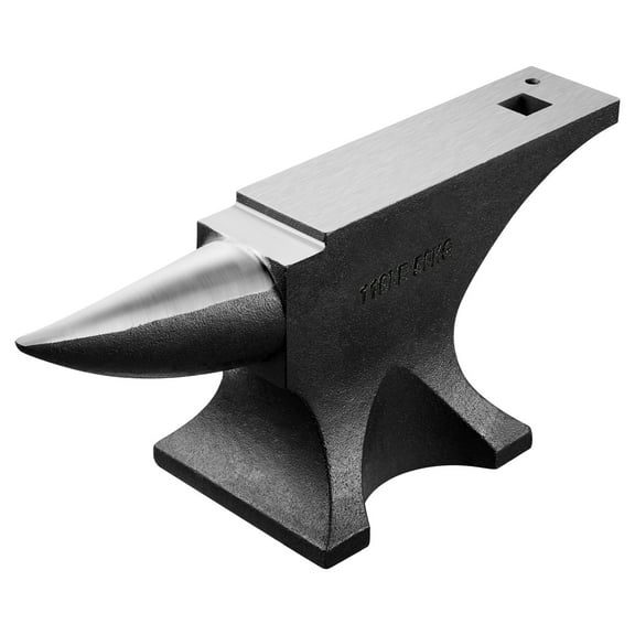 KFFKFF Solo Horn Anvil, 116lbs Forged Steel Anvil, Superior Durability Robust Round Horn Anvil for Blacksmiths, Equipped with Spacious Worktop and Steady Base, Metal Crafting Instrument