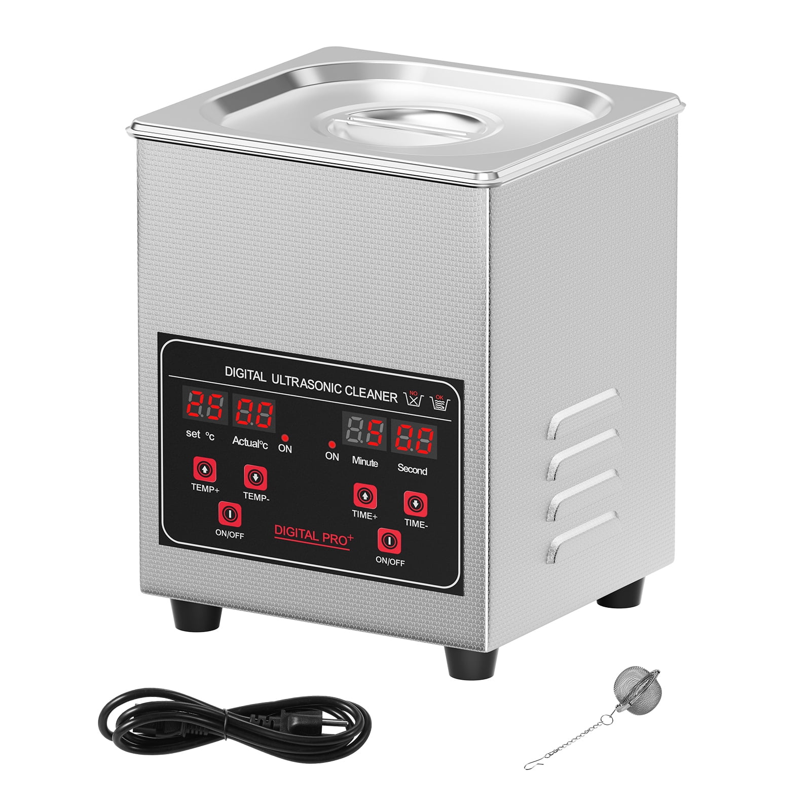 KFFKFF Sonic Cleaning Device, 1.3L Professional 50W Cleaning Apparatus with Timer & Heating Function, 40kHz Digital Sonic Cleaner with Basket for Timepieces, Eyewear, Jewelry, Dental Appliances