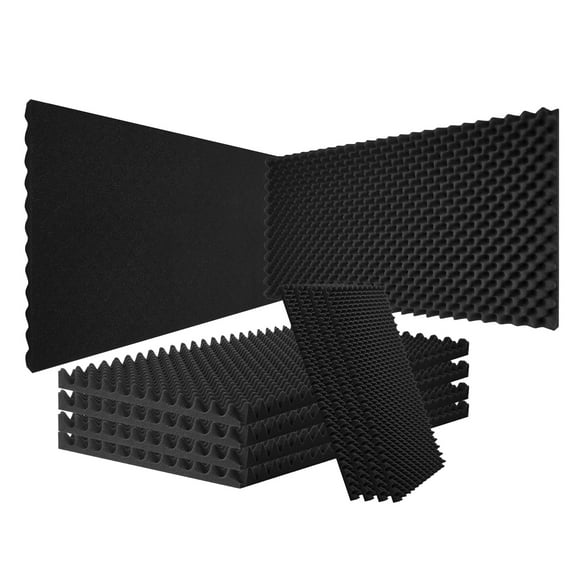 KFFKFF Sound Absorbing Foam Panels, Duo Pack 48 x 24 x 2 inches, Egg Patterned Noise Reduction Wall Panels, Fire-Safe Acoustic Panels, Noise Mitigation Absorbing Panels for Studio Wall and Ceiling