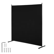 KFFKFF Space Partition, One-Panel Privacy Barrier, 6FT Indoor Privacy Shield, Segregation Screen for Spaces, Standalone Partition Panel for Workspace, Sleeping Area, Black