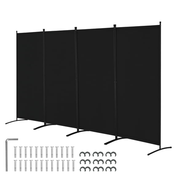 KFFKFF Space Separator, Quadruple Panel Divider, Foldable Privacy Barrier and Detachable Space Segregator for Room Division, Independent Space Dividers for Workspace, Sleeping Area, Study, Ebony