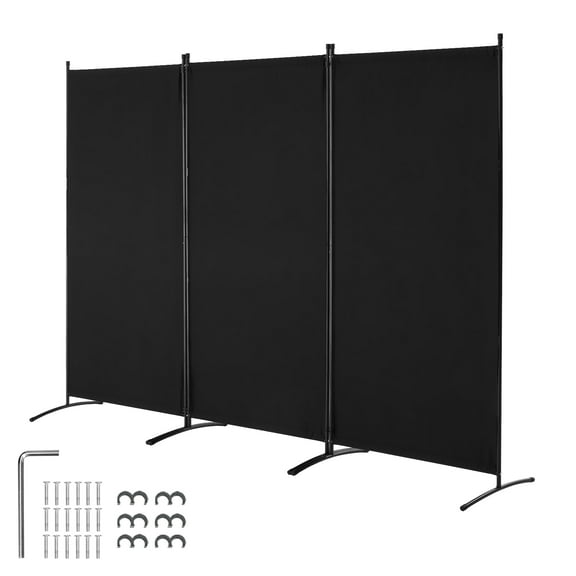 KFFKFF Space Separator, Tri-fold Privacy Barrier, Collapsible Seclusion Panel and Detachable Space Divider for Area Division, Self-standing Dividers for Workspace, Sleeping Area, Study Room, Ebony
