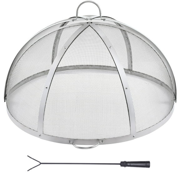 KFFKFF Spark Guard for Firepits, 40" Wide, Circular Outdoor Fire Pit Protection, Stainless Steel Mesh Cover, Simple Lift Design, Metal Shield for Patio & Garden Fireplaces