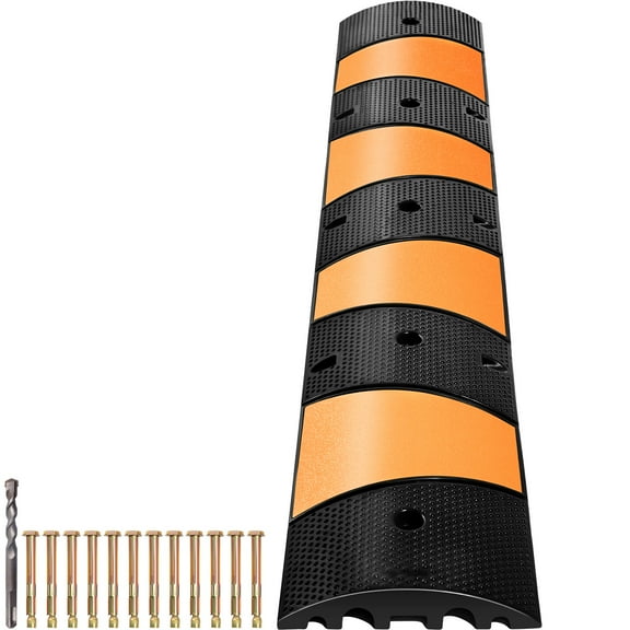 KFFKFF 2 Pcs Speed Bump in Rubber, Cable Protector Ramp with2 Channels, 72.8" Span, Max 22000 LBS Load, 72.8 x 12.2 x 2.2inch, Appropriate for Asphalt, Concrete, and Gravel Terrains - 6 Feet