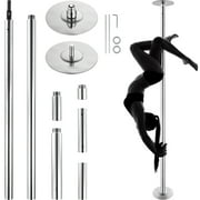 KFFKFF Spinning and Static Dance Pole Kit, Detachable and Adjustable Height, 45mm Durable Stainless Steel, Fitness Pole for Home, Gym, and Club Use, Silver