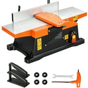 KFFKFF Spiral Benchtop Jointer, 6-inch, 2 HP 12000 RPM Wood Jointer, featuring a 12-blade spiral cutterhead, adjustable fence, 1/8-inch depth capacity, and 6 x 23-inch cast aluminum table