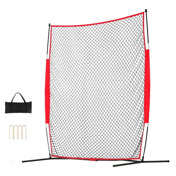 KFFKFF Sports Safety Net, 7x7 ft Ball Game Barrier Mesh, Mobile Training Gear with Transport Sack, Defense Shield for Baseball, Softball, Lacrosse, Soccer, Hockey Drills, Suitable for Home Lawn