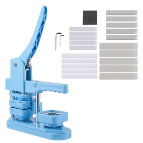 KFFKFF Square Button Maker Machine, 1.97 x 1.97 in, Plastic Pin Maker with Tinplate Front Shells, Plastic Back Covers, Magnetic Backings, Transparent Films, Ergonomic Handle, Blue