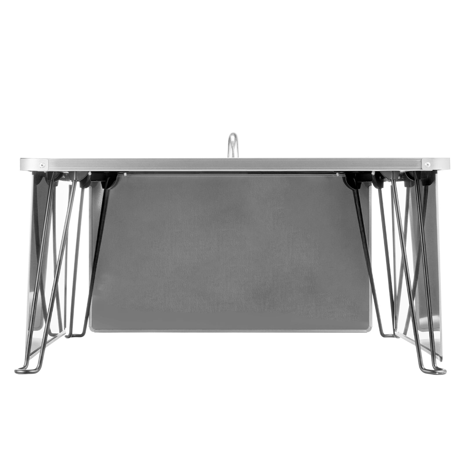KFFKFF Square Fire Pit Heat Shield, 25.4x25.4x14.6 inch Outdoor Burner Cover, Stainless Steel Wood Burning Heat Reflector with Foldable Legs & Carry Handle for Camping and Bonfires