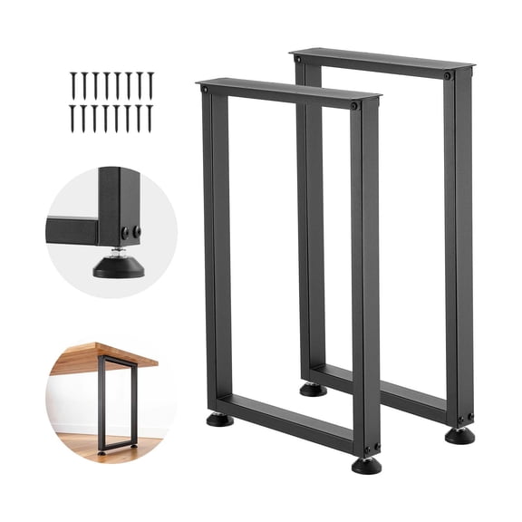 KFFKFF Square Steel Table Legs, 29.1" H x 17.7" W, Durable Modular Design, Simple Assembly, Supports Up to 2204 lbs, Ideal for Desks, Workbenches, Dining Tables, and Bar Tables, Set of 2, Black