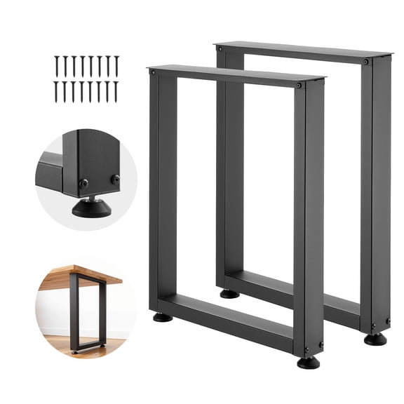 KFFKFF Square Steel Table Legs, 29.5" H x 23.6" W, Durable Modular Design, Easy to Assemble, Supports Up to 2204 lbs, Ideal for Desks, Workbenches, Dining or Bar Tables, Set of 2, Black