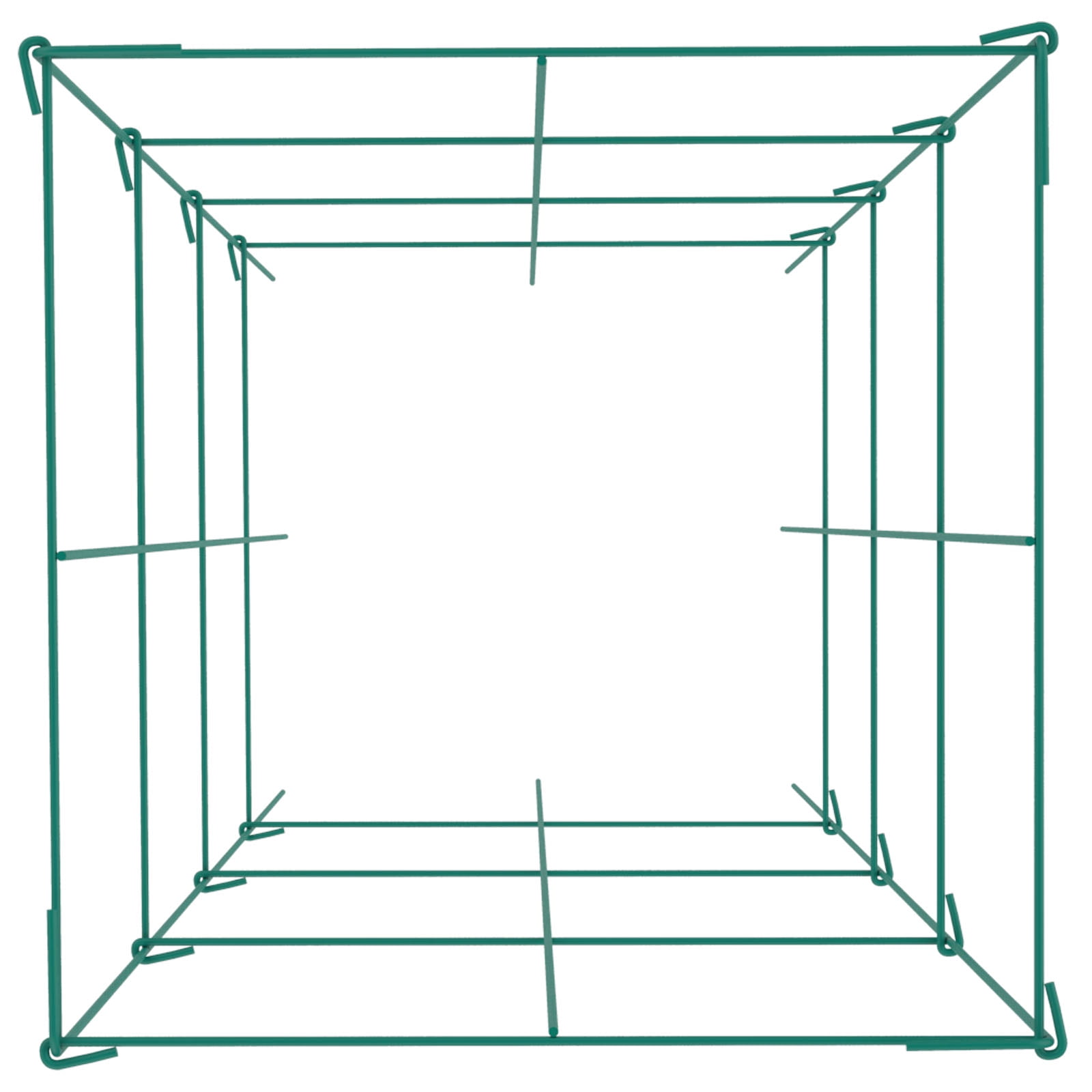 KFFKFF Square Tomato Cages, 14.6" x 14.6" x 39.4", Set of 6 Green PVC-Coated Steel Plant Supports for Vegetables, Flowers, Fruits, and Climbing Plants