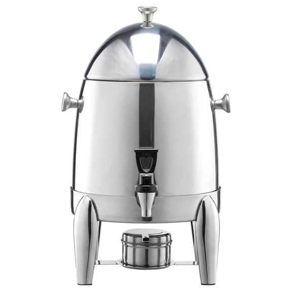 KFFKFF Stainless Steel Beverage Dispenser, 2.7-Gallon Hot & Cold Drink Server with Alcohol Burner, Ideal for Coffee, Tea, Hot Water, Includes Spigot and Ice Tube, for Events, Restaurants, and Hotels