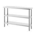 thumbnail image 1 of KFFKFF Stainless Steel Food Preparation Table, 14 x 48 x 34 Inches, Industrial Kitchen Worktable, Includes 2 Modifiable Lower Shelves, Robust Prepping Table and Metal Workstation, 1 of 8