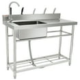 thumbnail image 1 of KFFKFF Stainless Steel Multifunctional Sink Single Bowl, Bring The Worktop Faucet And Legs 39.4 x 19.1 x 37.4 inches, 1 of 9