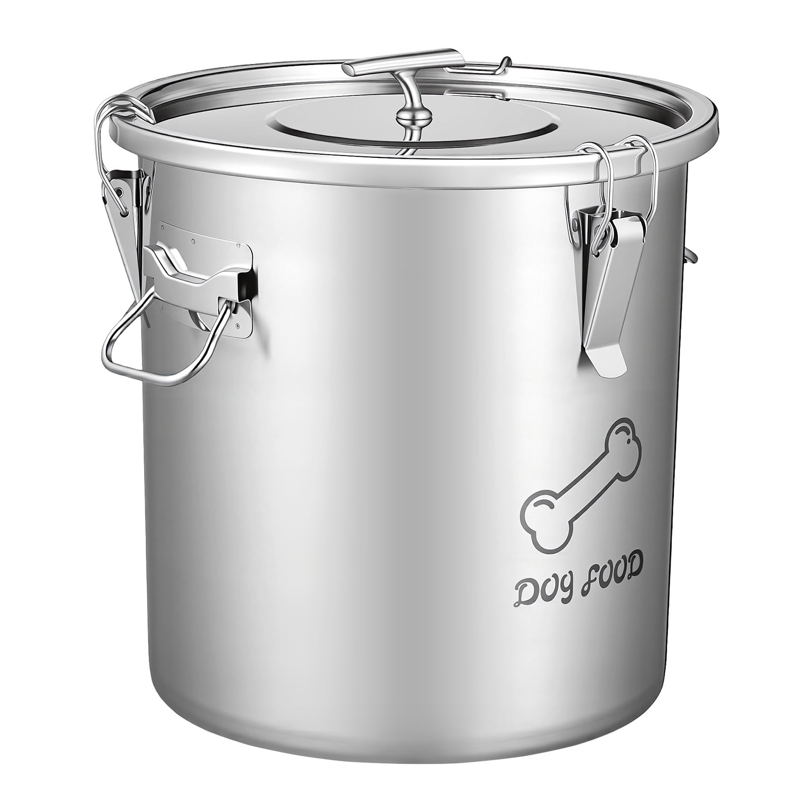 KFFKFF Stainless Steel Pet Food Storage Container, 17 lbs Capacity, 5.28 Gal/20 L Bin with Airtight Lid & Dual Handles, Ideal for Kitchen or Living Room, Keeps Food Fresh, Easy to Maintain