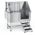 thumbnail image 1 of KFFKFF Stainless Steel Pet Washing Station, 50-Inch Grooming Tub with Stairs, Water Filter Board, Faucet, Showerhead, and Soap Holder for Pets of Various Sizes (Right Door), 1 of 9