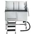 thumbnail image 1 of KFFKFF Stainless Steel Pet Washing Station, 50-inch Grooming Tub with Stairs, Water Filter Board, Faucet, Showerhead, and Soap Holder for Pets of Various Sizes (Left Door), 1 of 9