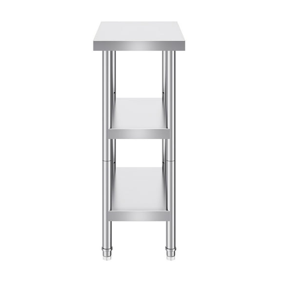 KFFKFF Stainless Steel Prep Station, 14x24x34 in, for Commercial Kitchens, with 2 Flexible Under Shelves, Durable Metal Table for Cooking, BBQ, and Home Use